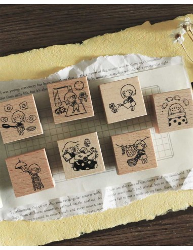 Growing Hope [Mini Girls At Home] Wood Stamp | Eileen Tai