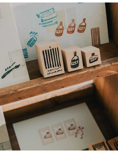 Little Corner Store [The Tidy Mess Collection] Wood Stamp Set | Meow Illustration