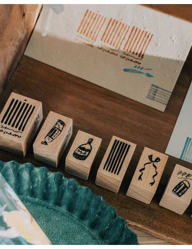 Set de Sellos de madera Tiny Theater [The Tidy Mess Collection] | Meow Illustration