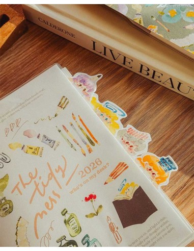 The Tidy Mess Paper Bookmark 6 pieces Set | Meow Illustration