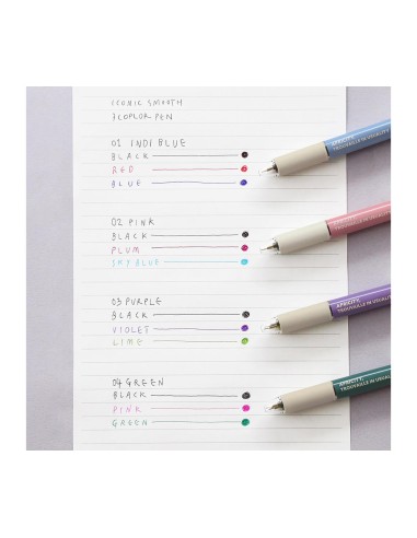 Smooth 3-Color Pen 0.38 02 Pink | Iconic