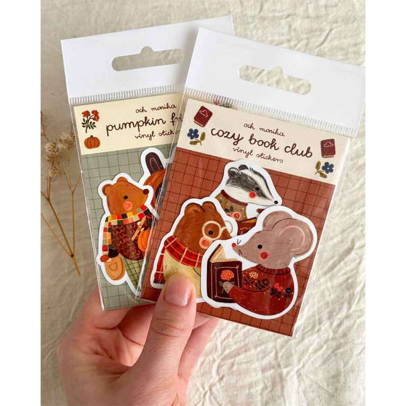 Cozy Book Club Vinyl Sticker Set of 3 | Och Monika