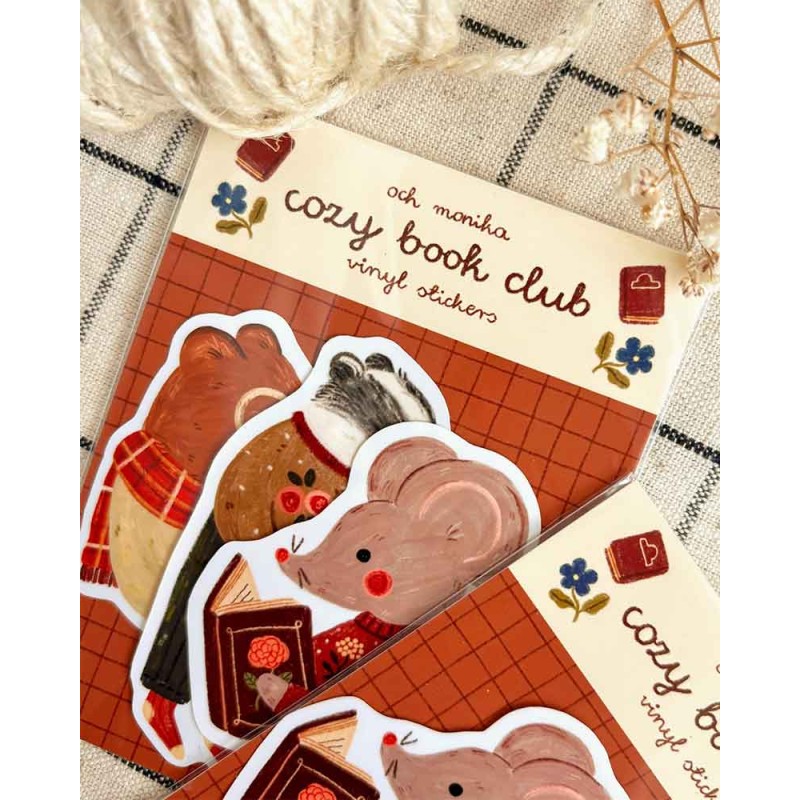 Cozy Book Club Vinyl Sticker Set of 3 | Och Monika