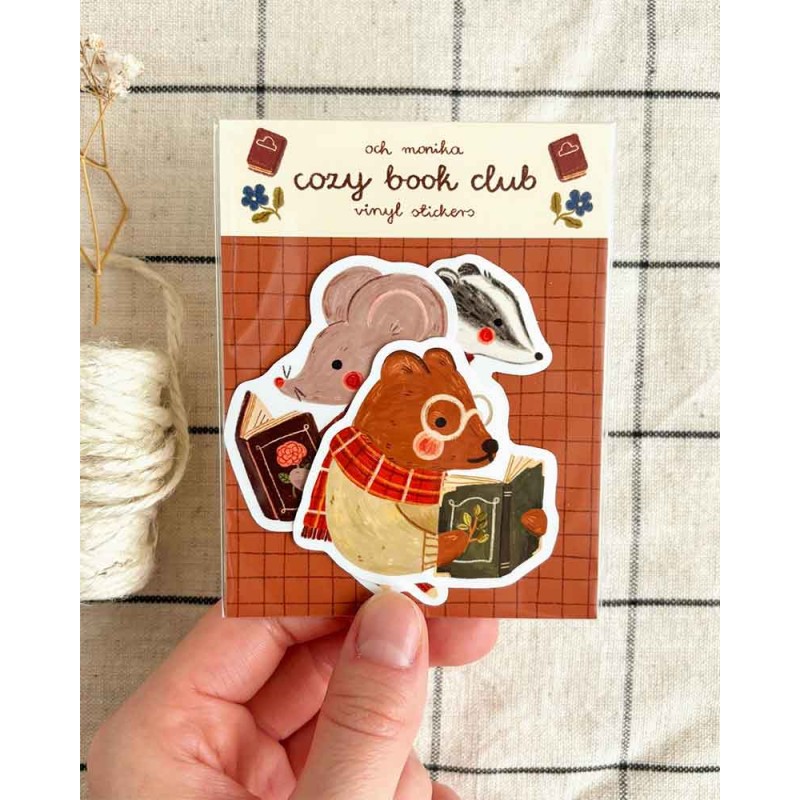 Cozy Book Club Vinyl Sticker Set of 3 | Och Monika