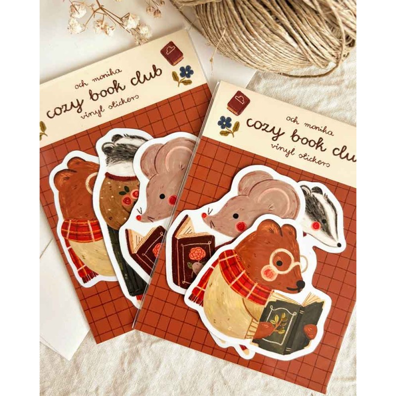 Cozy Book Club Vinyl Sticker Set of 3 | Och Monika