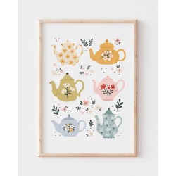 Pastel Teapots [A5] Art Print | Och Monika