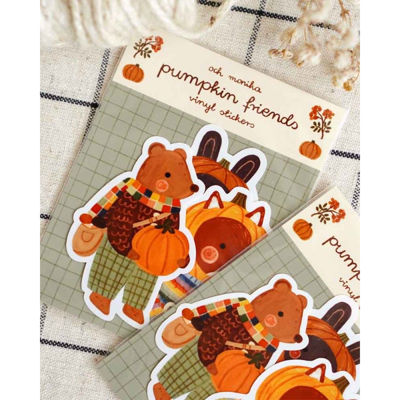 Pumpkin Friends Vinyl Sticker Set of 3 | Och Monika
