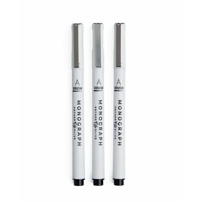 Fineliner Pens [Brush] Set of 3 | Archer & Olive