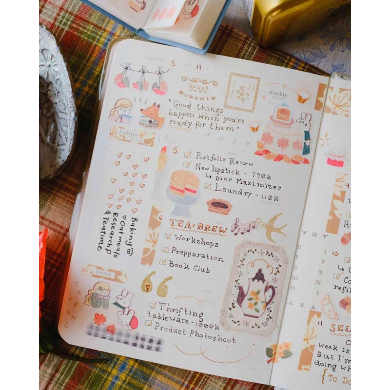 Washi tape Sticker book Seasonal Tea Party Vol.2 [Kiss-cut] | Teayou