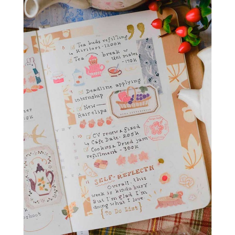 Washi tape Sticker book Seasonal Tea Party Vol.2 [Kiss-cut] | Teayou