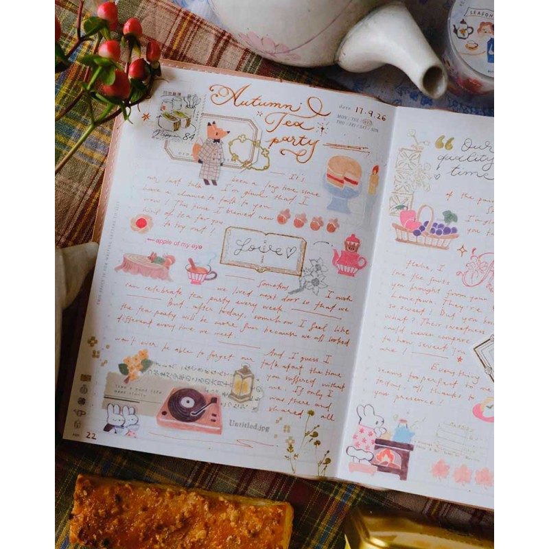 Washi tape Sticker book Seasonal Tea Party Vol.2 [Kiss-cut] | Teayou