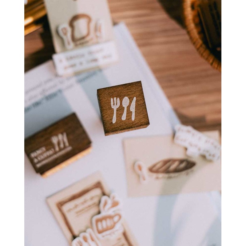 Fork Knife Spoon [Fancy a Cuppa Collection] Wood Stamp | Meow Illustration
