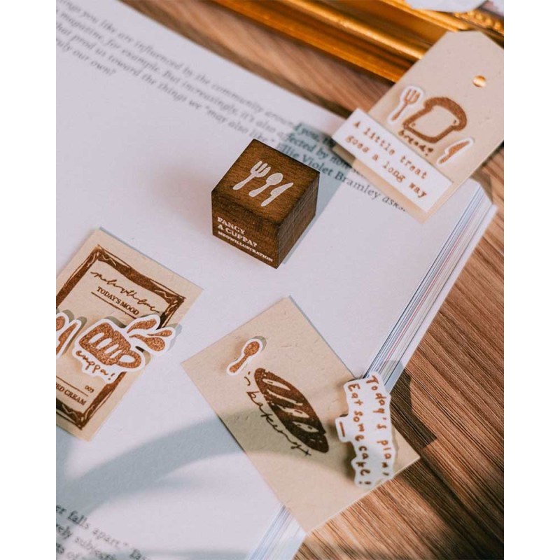 Fork Knife Spoon [Fancy a Cuppa Collection] Wood Stamp | Meow Illustration