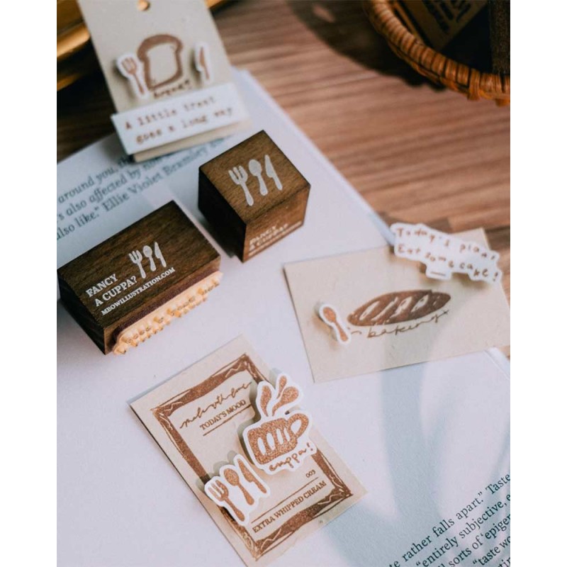 Fork Knife Spoon [Fancy a Cuppa Collection] Wood Stamp | Meow Illustration