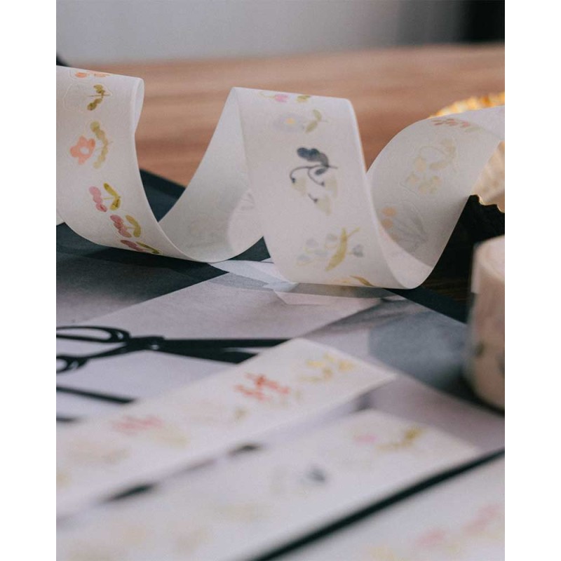 Little Corner Blooms Japanese Washi tape [Kiss-cut] | Meow Illustration