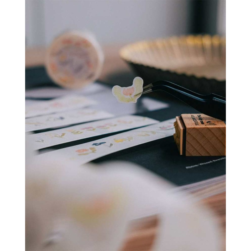 Little Corner Blooms Japanese Washi tape [Kiss-cut] | Meow Illustration