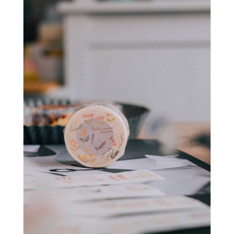 Little Corner Blooms Japanese Washi tape [Kiss-cut] | Meow Illustration