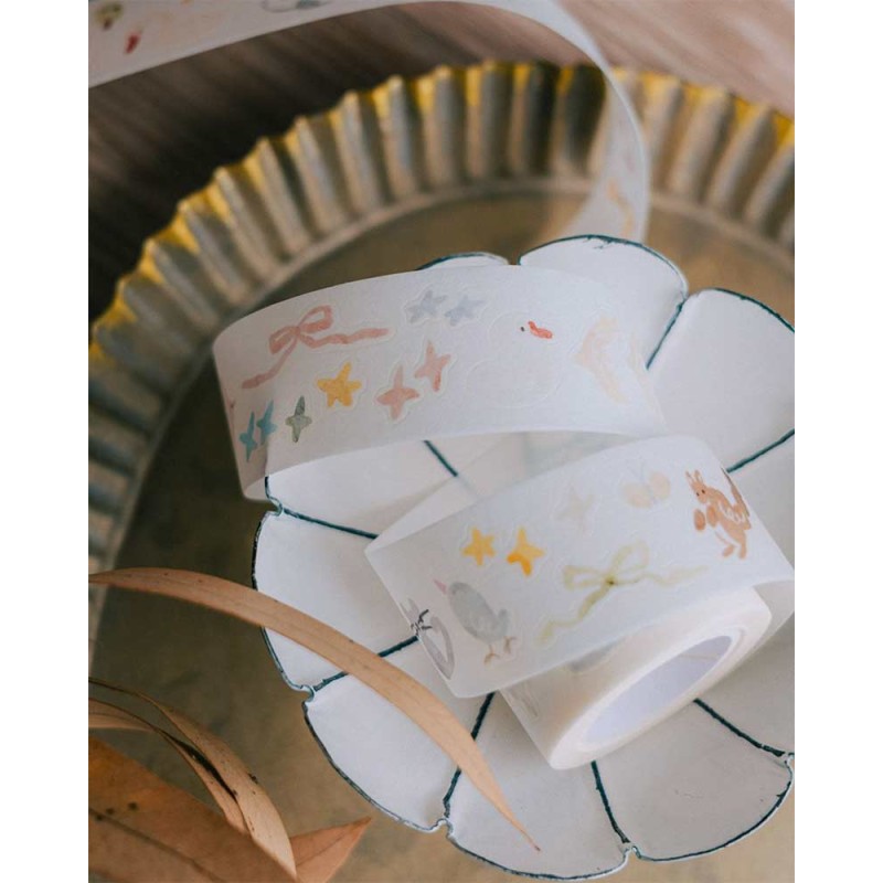 Little Corner Blooms Japanese Washi tape [Kiss-cut] | Meow Illustration