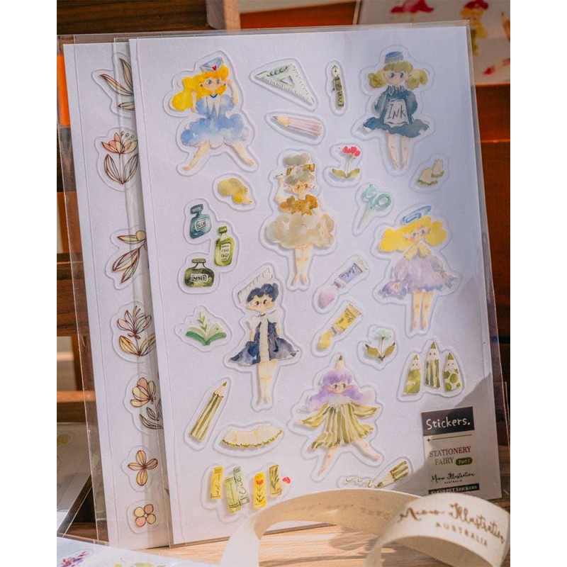 Pegatinas PET Stationery Fairy 1 | Meow Illustration