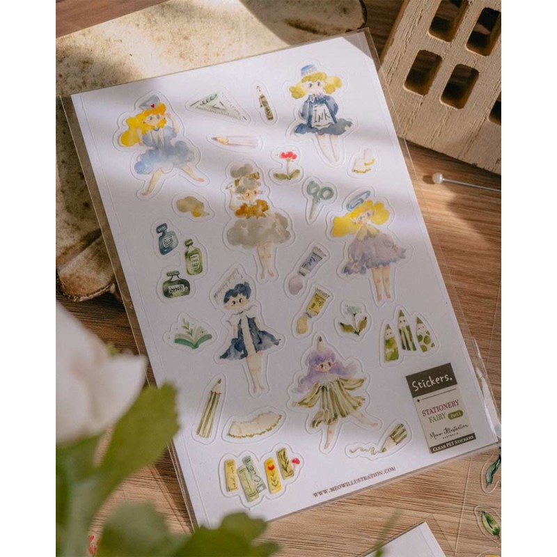Pegatinas PET Stationery Fairy 1 | Meow Illustration
