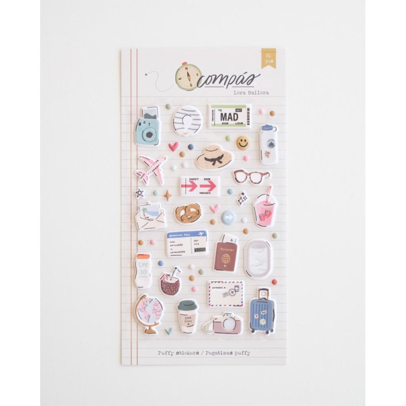 Ilustraciones Puffy Stickers [Compás] | Lora Bailora