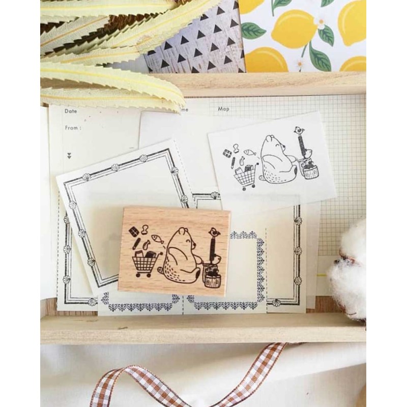 "Add to Cart" Online Shopping Bear [Daily Bear Series Collection] Wood Stamp | Eileen Tai