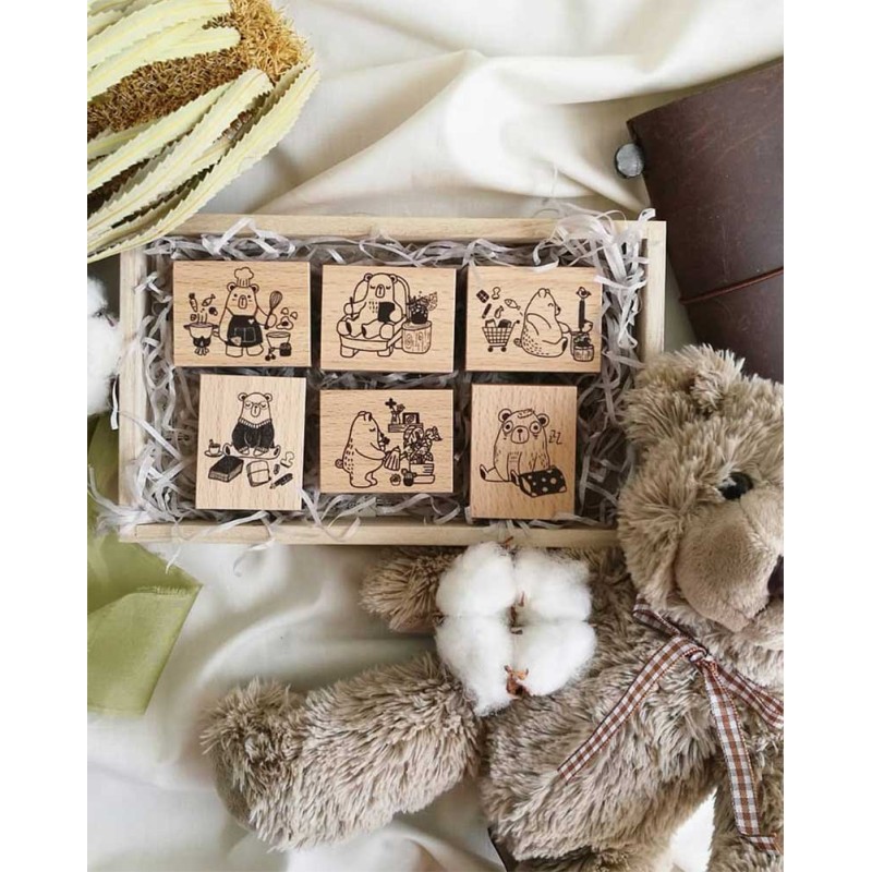 "Add to Cart" Online Shopping Bear [Daily Bear Series Collection] Wood Stamp | Eileen Tai