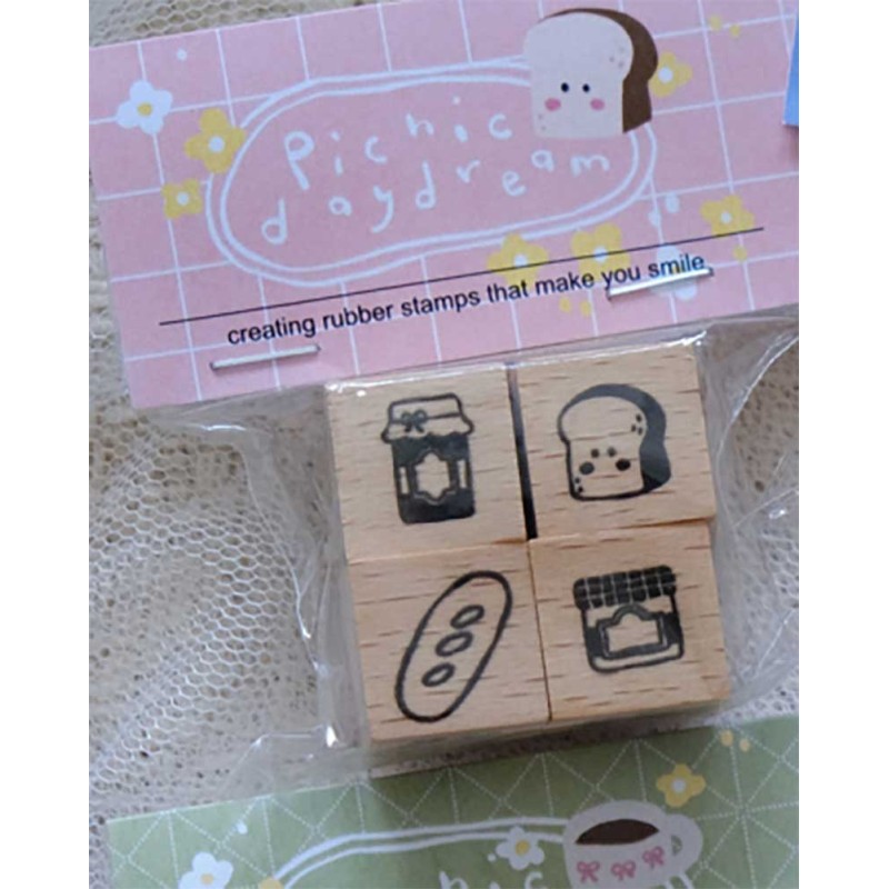 Set de Sellos de madera Set 01 - Pink Bread & Jam [Picnic Daydream Collection] | Eileen Tai