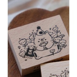 Flower Bear & Girl [Spring is here Collection] Wood Stamp | Eileen Tai