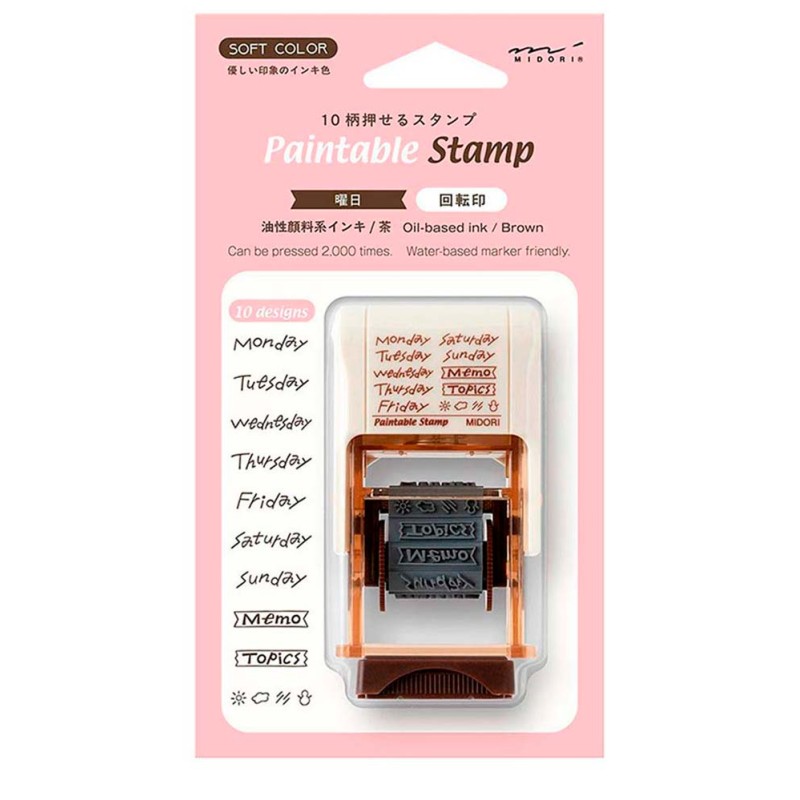 Days of the Week Paintable Rotating Stamp [Brown] [Soft Color] | Midori