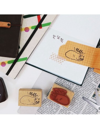 Sello de madera Hello Cat | Bon Bon Stickers