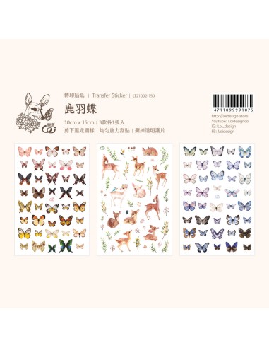 Pegatinas Transferibles Deer & Butterfly | Loi Design