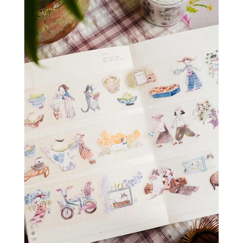 Bucle PET tape [Mate] Neko Matcha [Pre-cortado] | Teayou