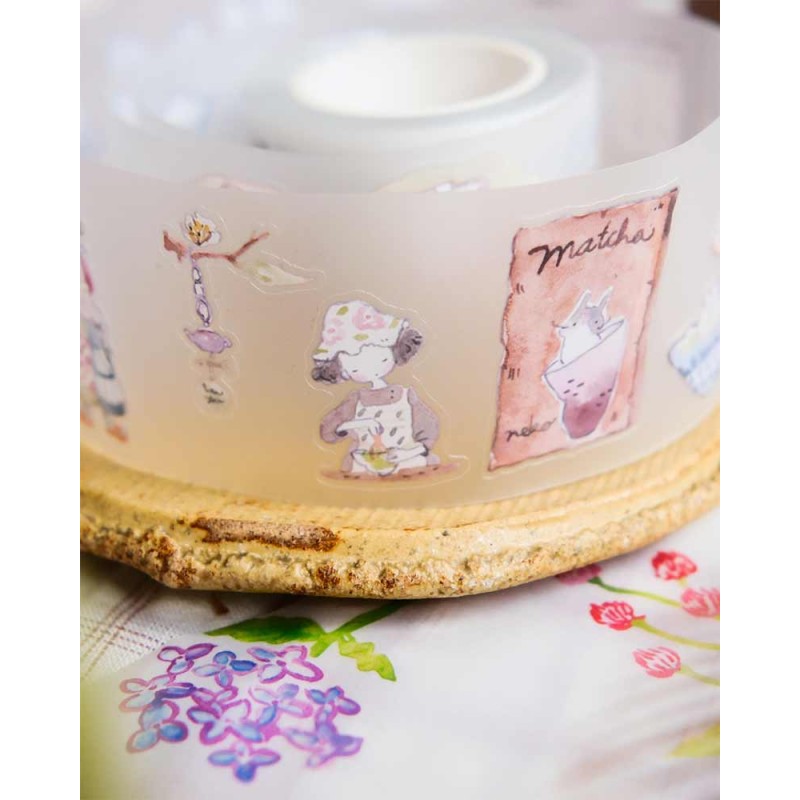 Loop Neko Matcha PET Tape [Matte] [Kiss-cut] | Teayou