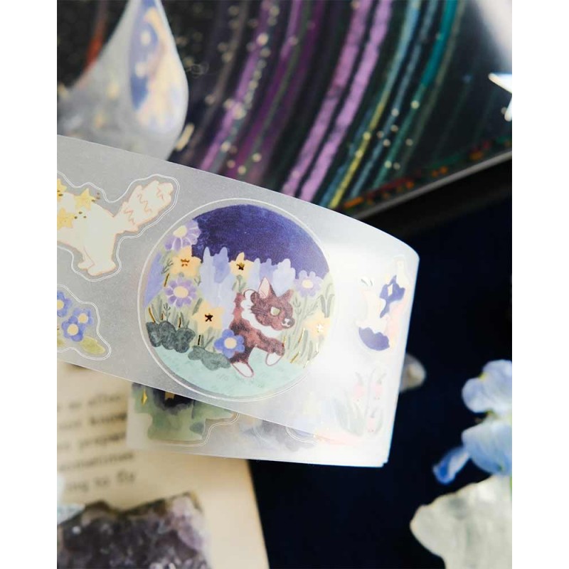 Loop Cat and Stars Tracing Tape [Kiss-cut] | Teayou