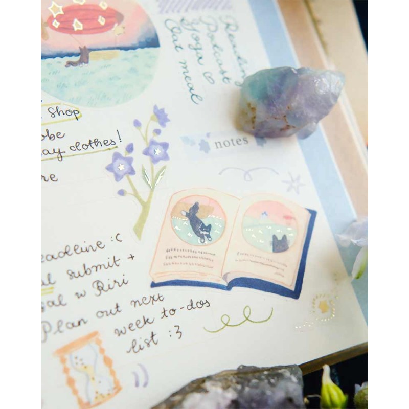 Loop Cat and Stars Tracing Tape [Kiss-cut] | Teayou
