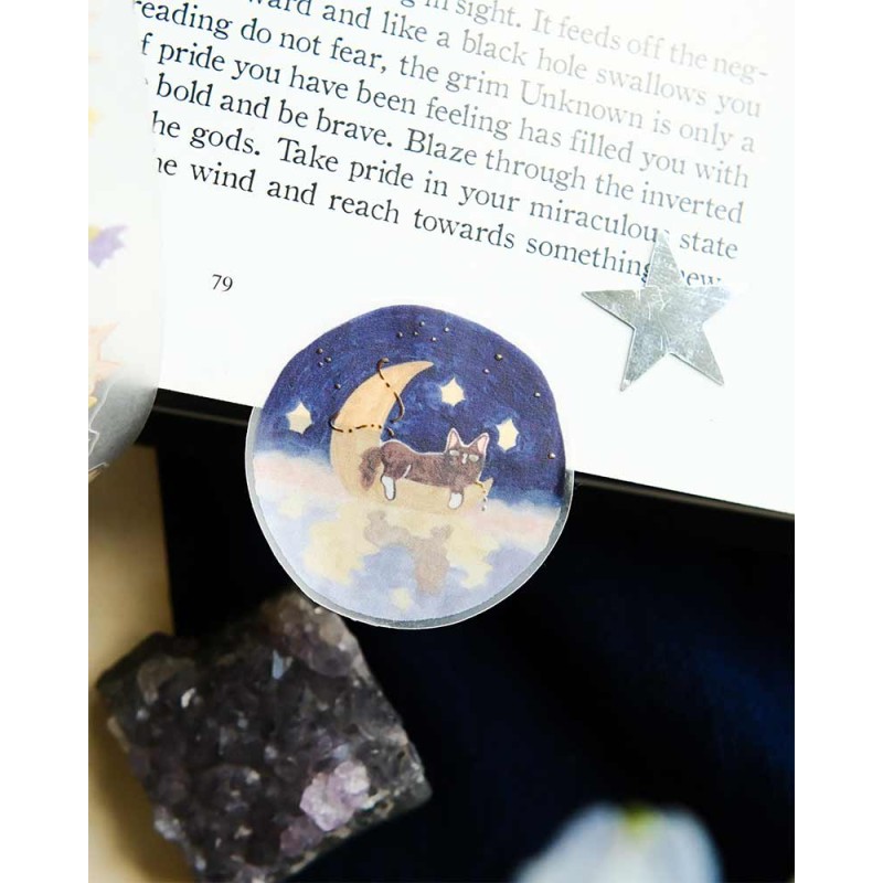 Bucle Vellum tape Cat and Stars [Pre-cortado] | Teayou