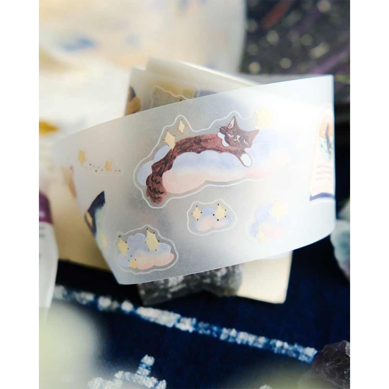 Loop Cat and Stars Tracing Tape [Kiss-cut] | Teayou