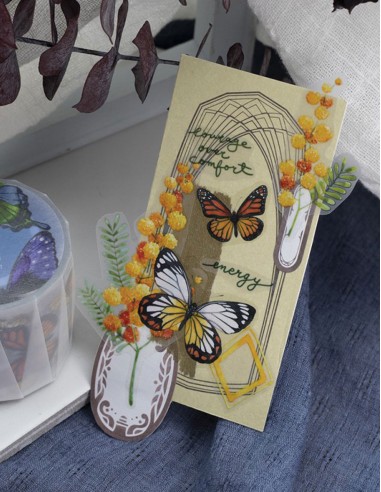 Clear Glossy Masking Tape PET Vintage Butterfly | Loi Design
