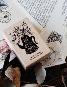Sello de madera But First Coffee | Meow Illustration