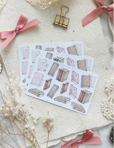 Books & Lace n.1 (White Sticker Paper Matte Mini) | Leela Journals