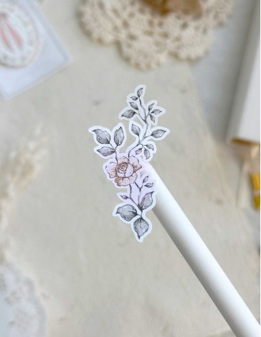 Peach Roses Cutouts (White Sticker Paper Matte Large) | Leela Journals
