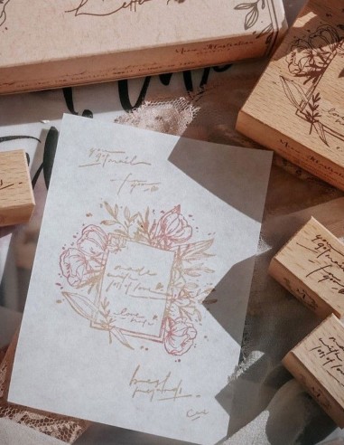 Wood Stamps Set A Hand Written Letter (4 pcs) | Meow Illustration