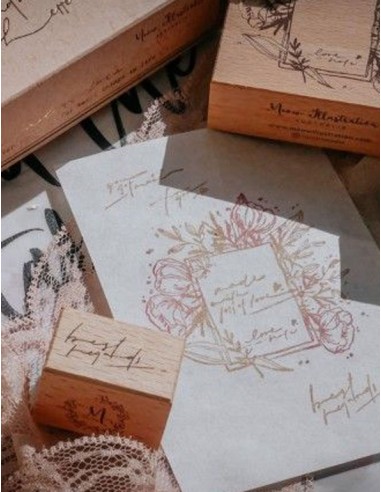 Wood Stamps Set A Hand Written Letter (4 pcs) | Meow Illustration