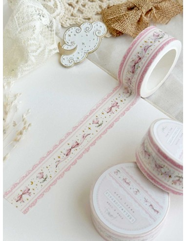 Washi Tape Coquette Bows & Tulips Lace 20mm | Leela Journals