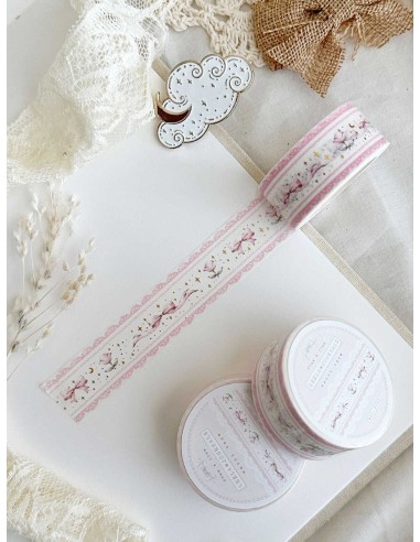 Coquette Bows & Tulips Lace Washi Tape 20mm | Leela Journals