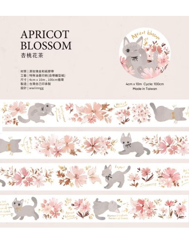 Loop Washi tape Apricot Blossom Silver Foil | wwiinngg