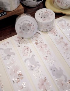 Bucle Washi tape Apricot Blossom Foil Plateado | wwiinngg