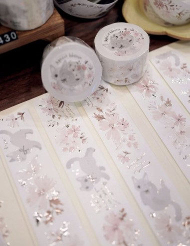 Loop Washi tape Apricot Blossom Silver Foil | wwiinngg