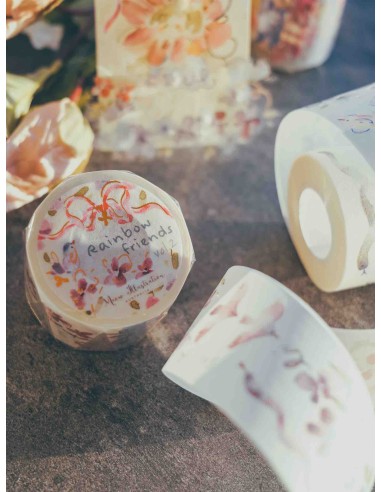 Washi tape Rainbow Friends vol.2 con Foil dorado Bronze | Meow Illustration
